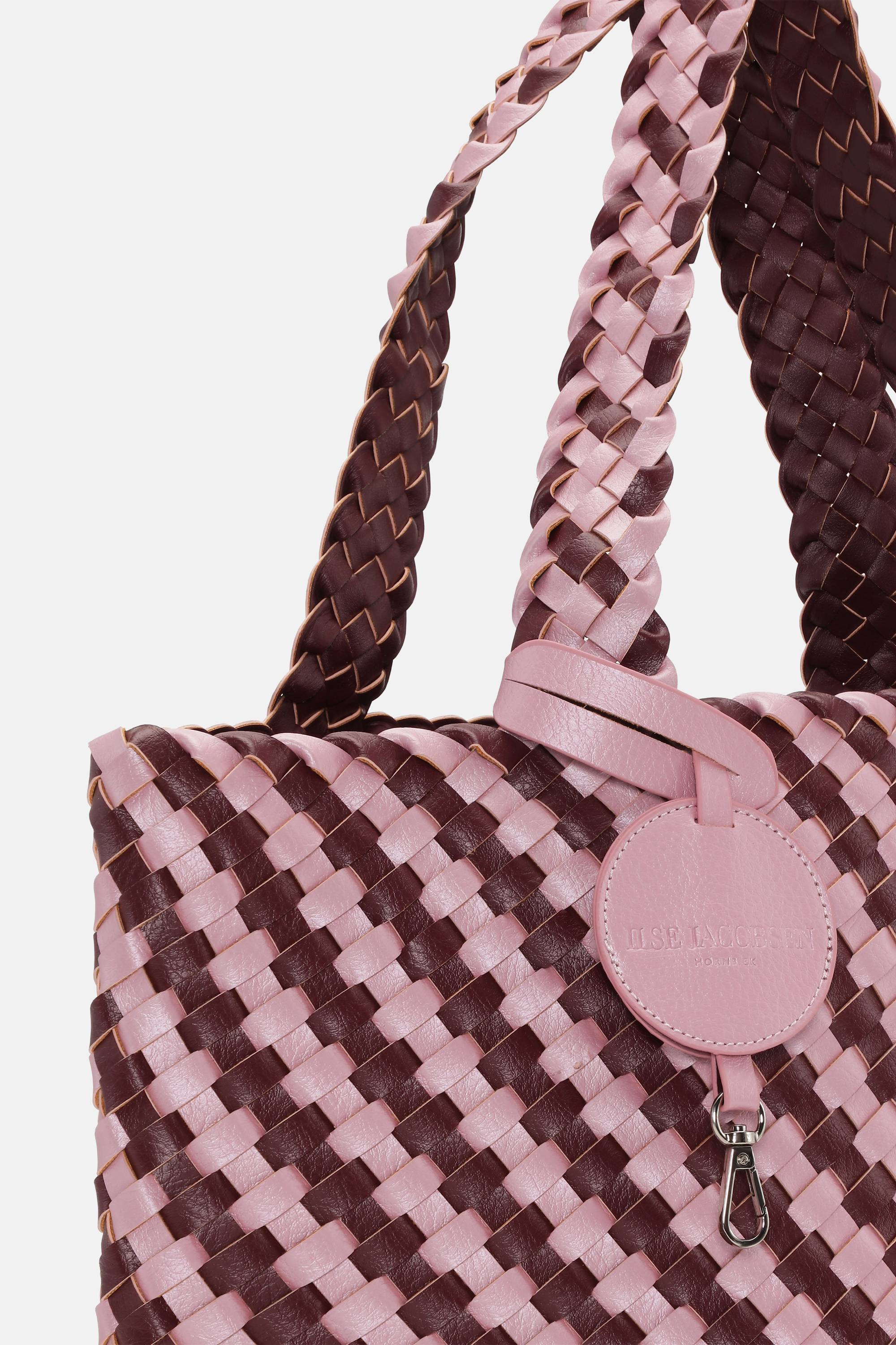 Tote Bag Flettet - Maroon Banner Rosy Pink